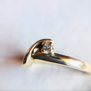 10K Yellow Gold Modern Abstract Diamond Ring